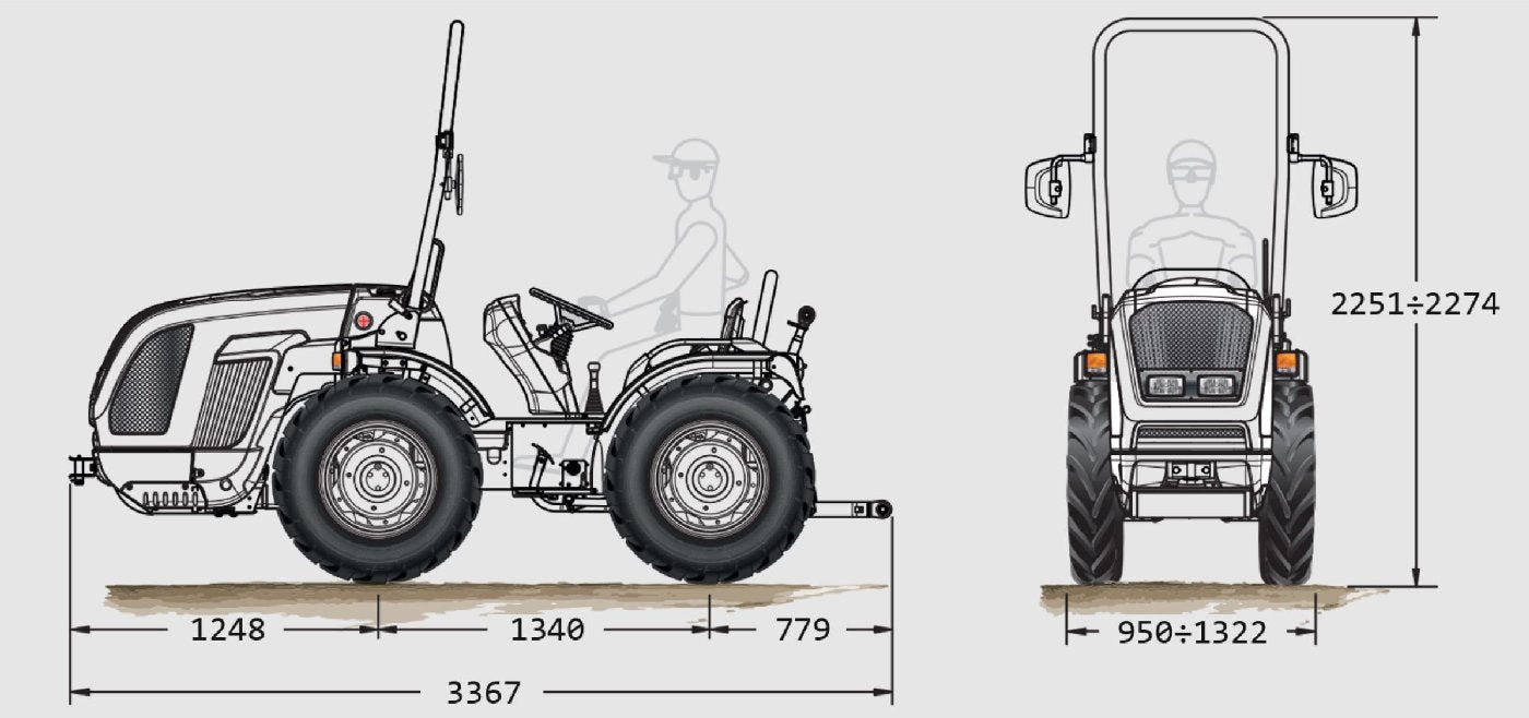 FERRARI Knicklenker-Traktor Cobram 60 AR Micro -Grundmaschine ohne Bereifung